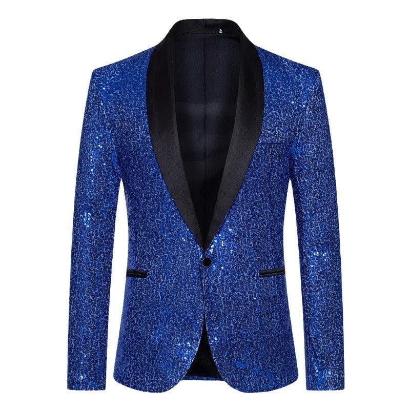 Men's Sequin Blazer with Shawl Collar