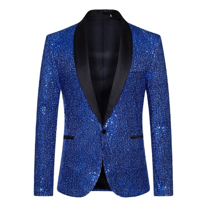 Men's Sequin Blazer with Shawl Collar