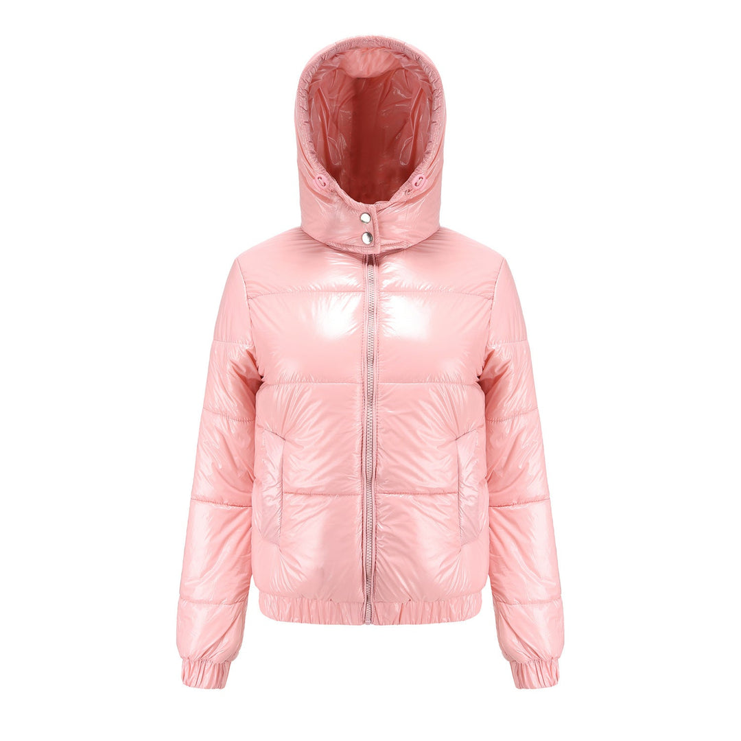 Women's High-Gloss Quilted Jacket with Detachable Hood