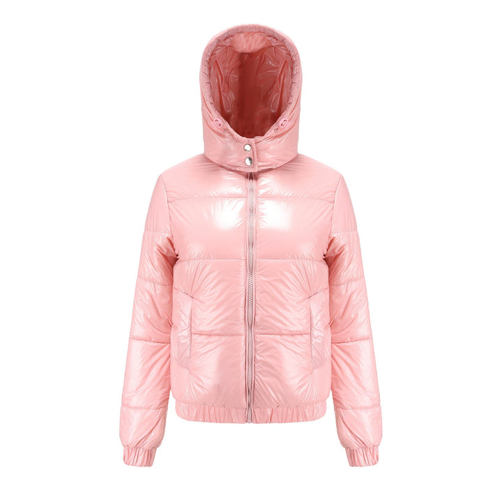 Women's High-Gloss Quilted Jacket with Detachable Hood