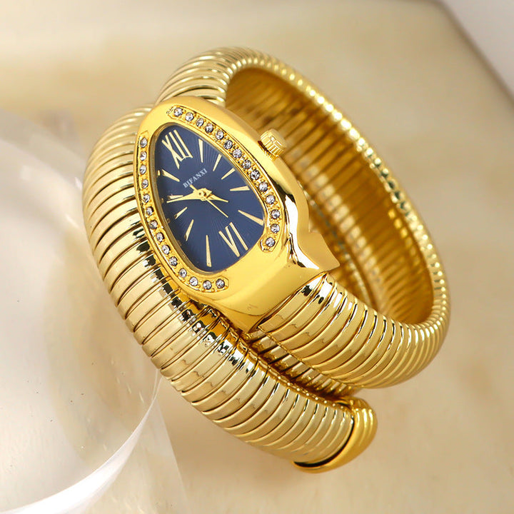 Snake Watch with Quartz Movement and Personalized Bracelet