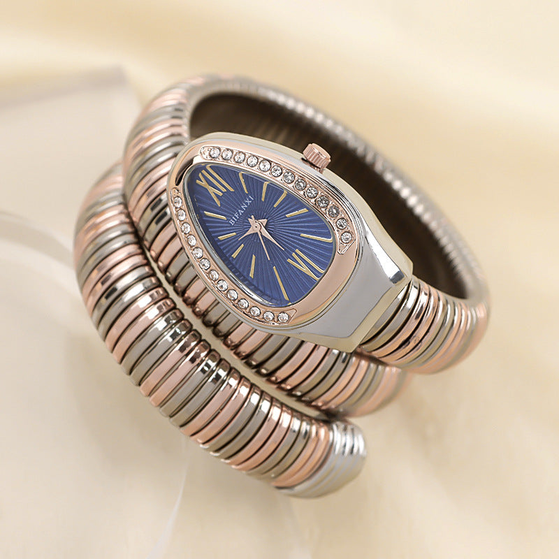 Snake Watch with Quartz Movement and Personalized Bracelet