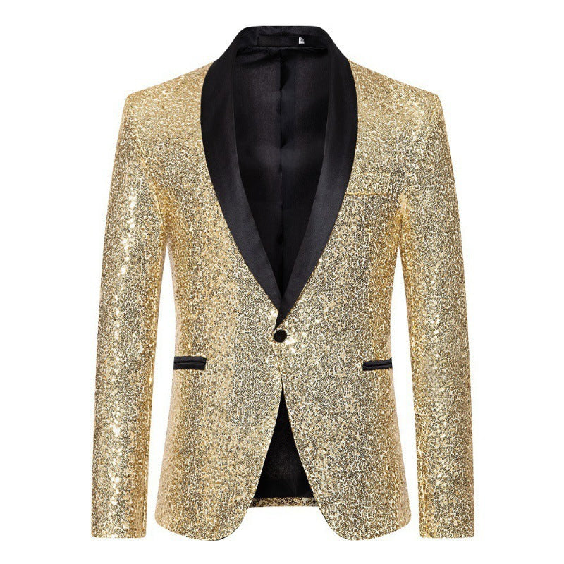 Men's Sequin Blazer with Shawl Collar
