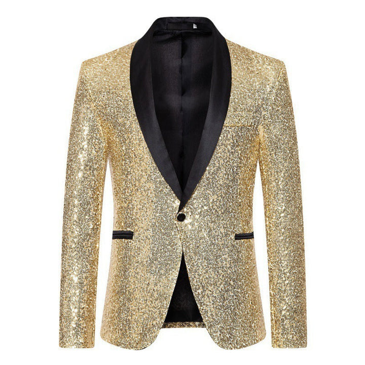 Men's Sequin Blazer with Shawl Collar