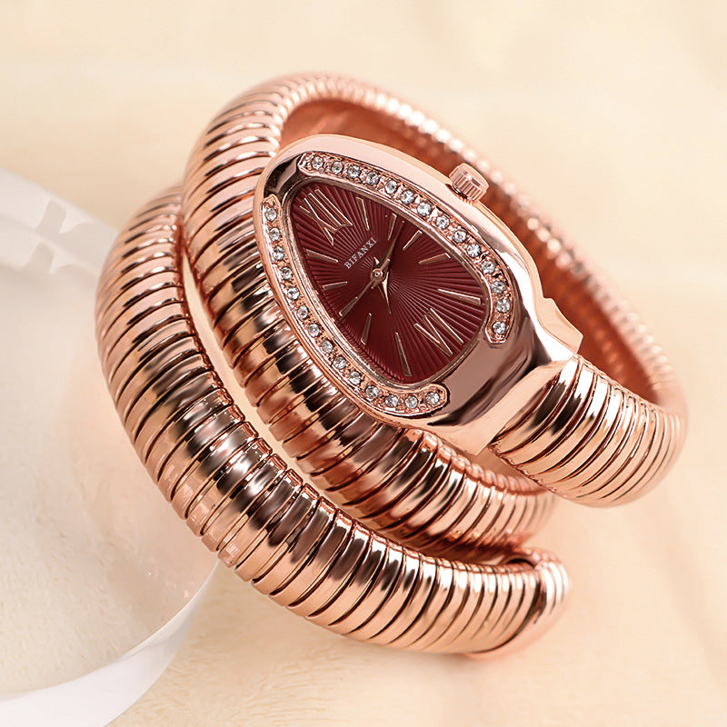 Snake Watch with Quartz Movement and Personalized Bracelet