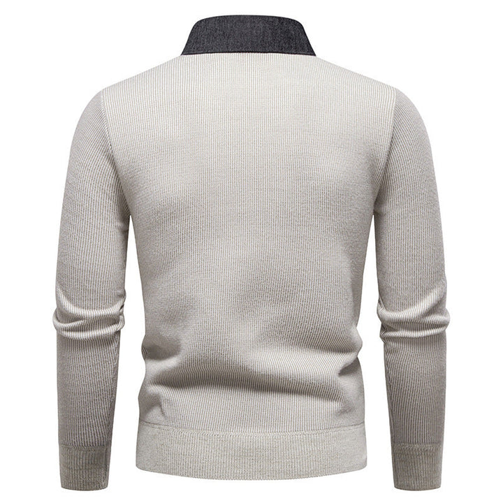 Men's Knit Sweater with Contrast Collar