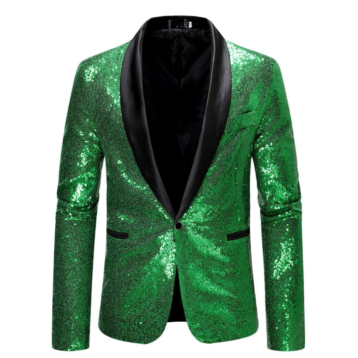 Men's Sequin Blazer with Shawl Collar