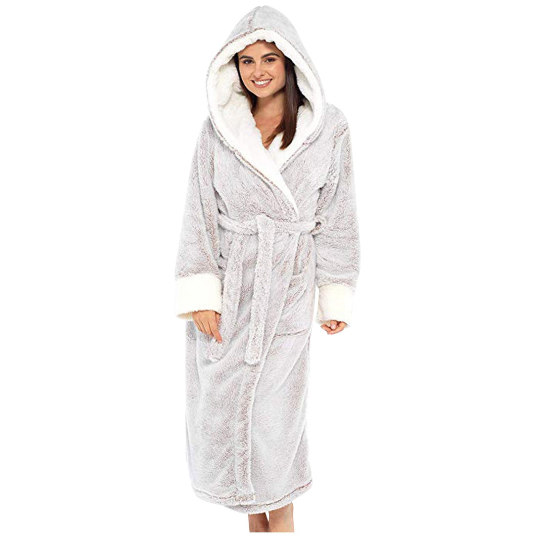 Women's Cozy Fleece Robe with Hood and Belt