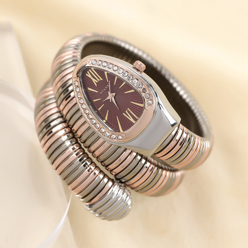 Snake Watch with Quartz Movement and Personalized Bracelet