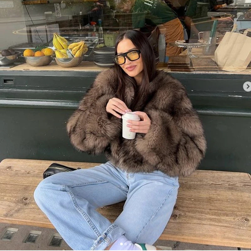 Women's Fur Jacket with Long, Soft Sleeves