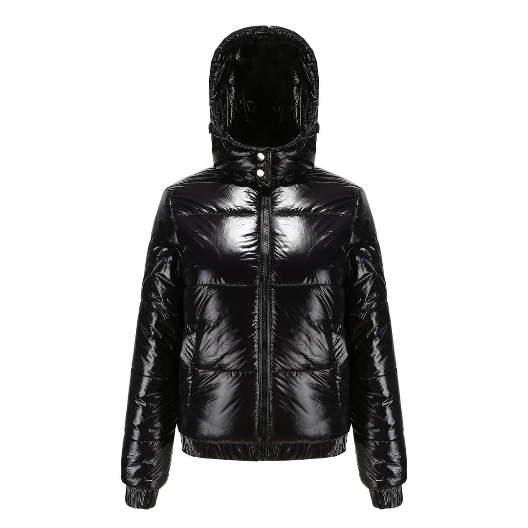 Women's High-Gloss Quilted Jacket with Detachable Hood