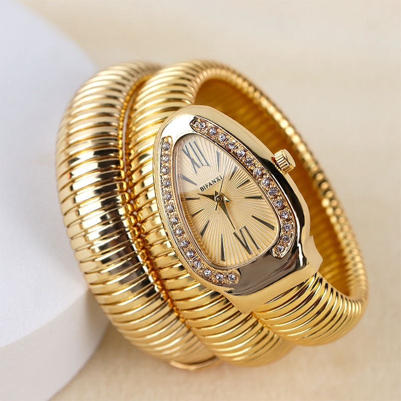 Snake Watch with Quartz Movement and Personalized Bracelet