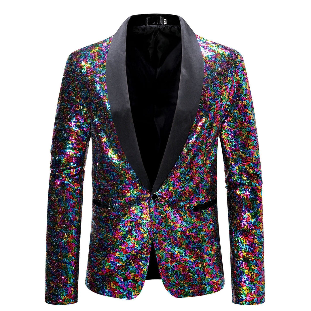 Men's Sequin Blazer with Shawl Collar