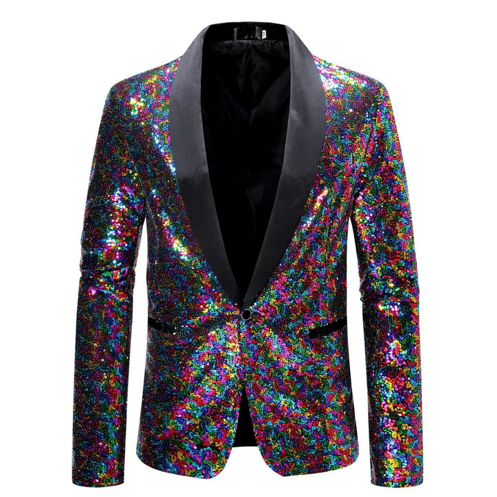 Men's Sequin Blazer with Shawl Collar