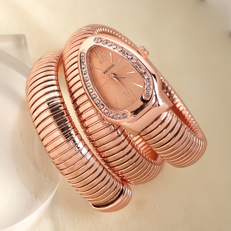 Snake Watch with Quartz Movement and Personalized Bracelet