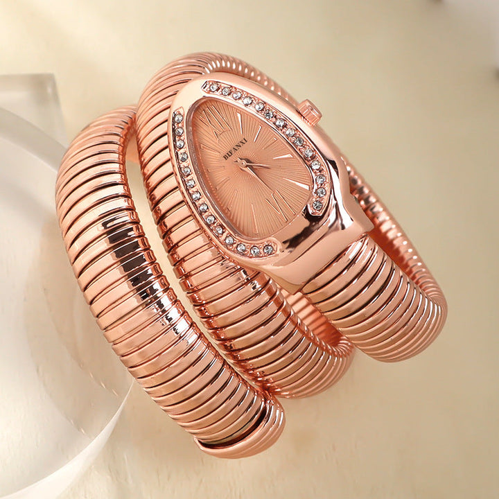 Snake Watch with Quartz Movement and Personalized Bracelet