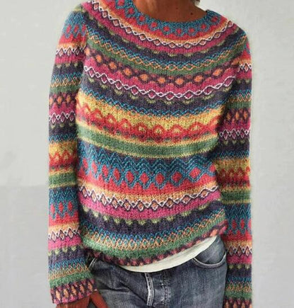 Stylish Knit Sweater with Crew Neck
