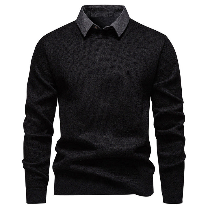 Men's Knit Sweater with Contrast Collar