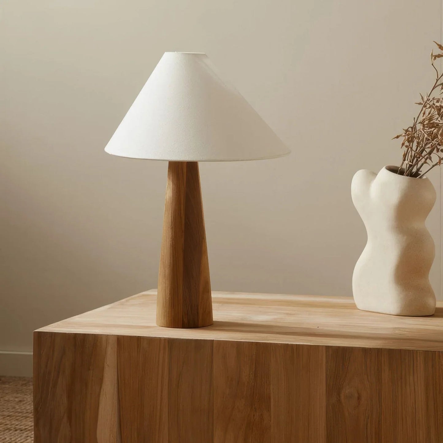 Kiki's Way | Bonfilia Wood Table Lamp – Fabric Shade
