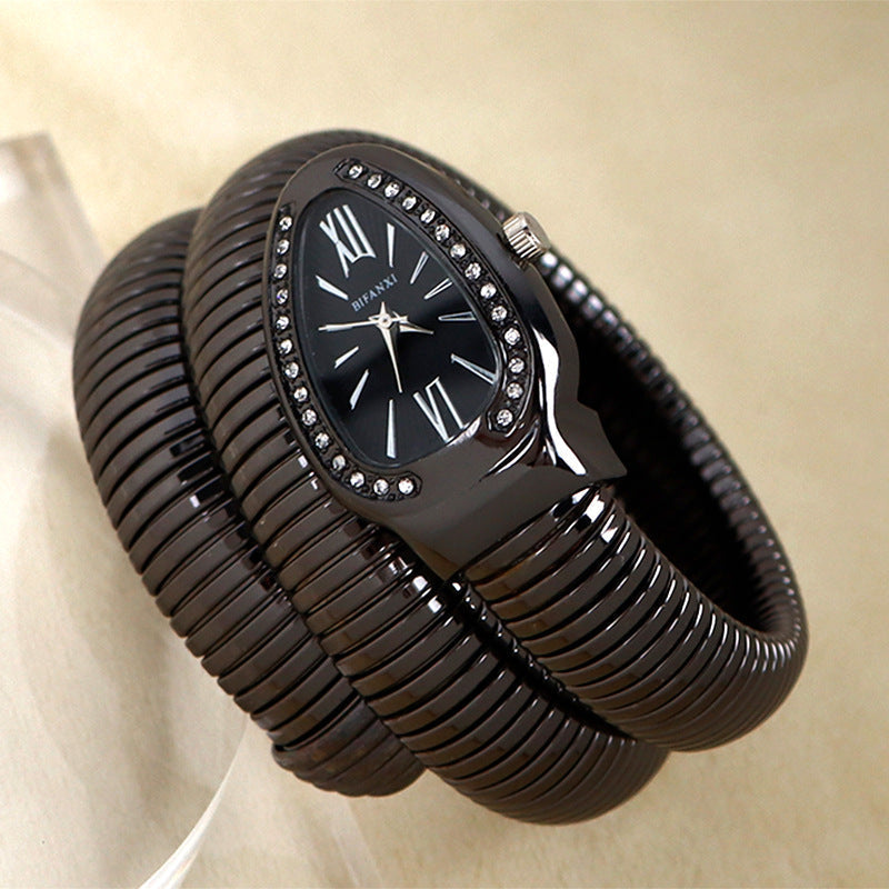Snake Watch with Quartz Movement and Personalized Bracelet