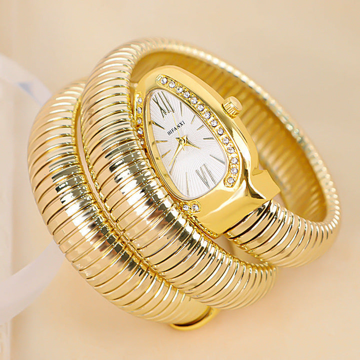 Snake Watch with Quartz Movement and Personalized Bracelet