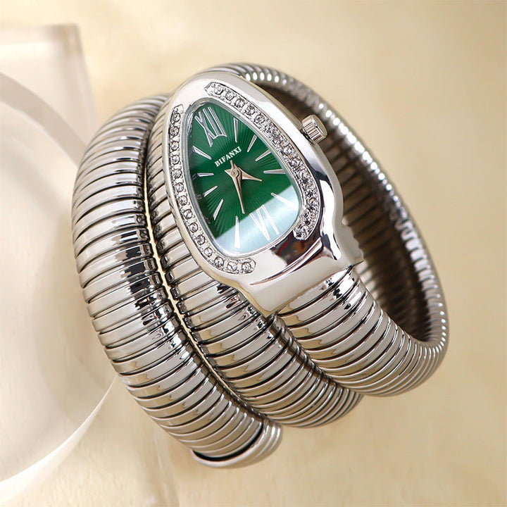 Snake Watch with Quartz Movement and Personalized Bracelet