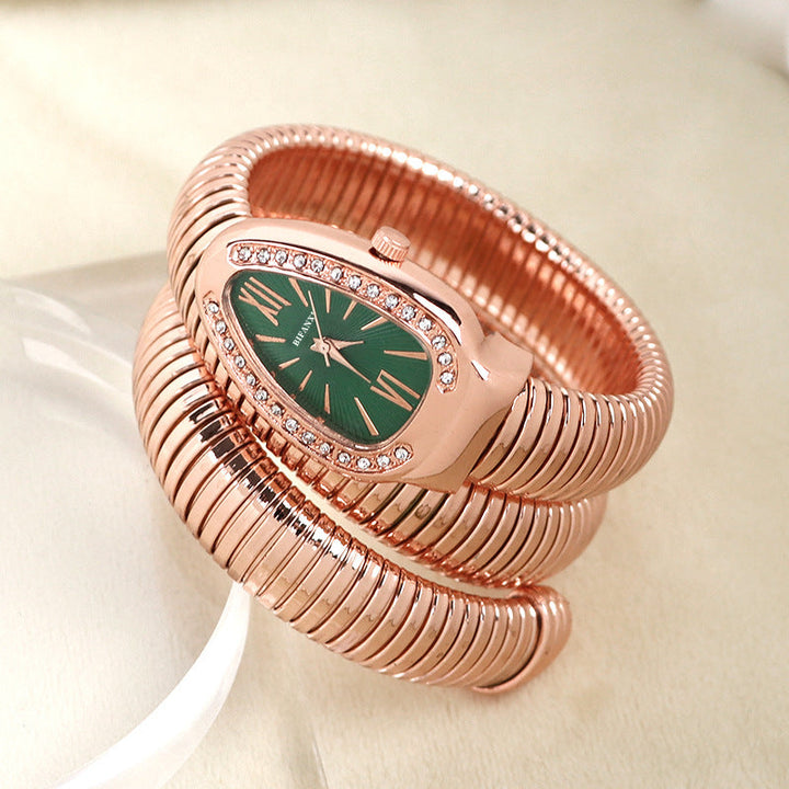 Snake Watch with Quartz Movement and Personalized Bracelet
