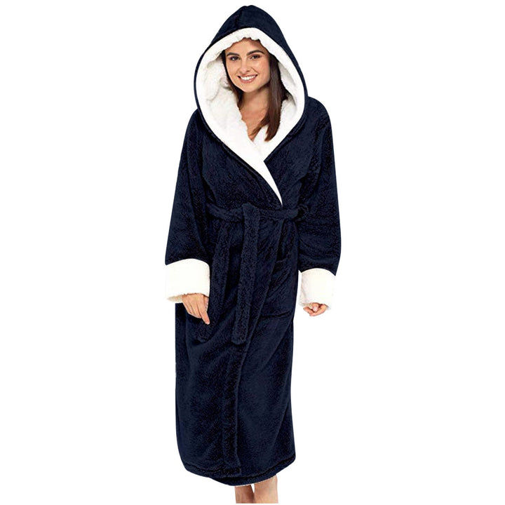 Women's Cozy Fleece Robe with Hood and Belt