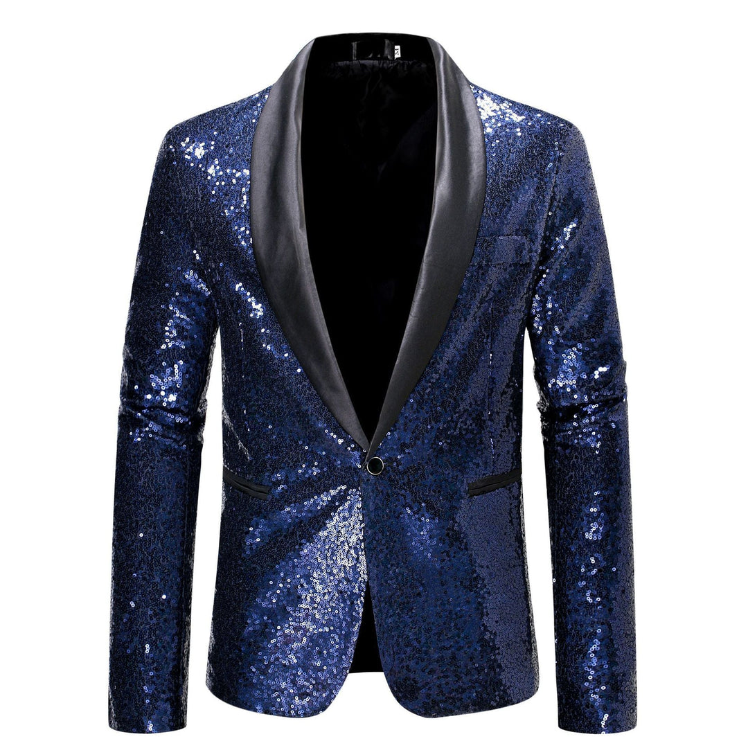 Men's Sequin Blazer with Shawl Collar