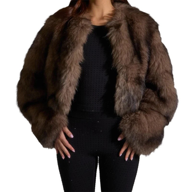 Women's Fur Jacket with Long, Soft Sleeves