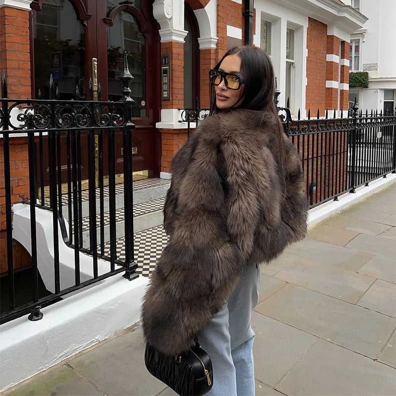 Women's Fur Jacket with Long, Soft Sleeves