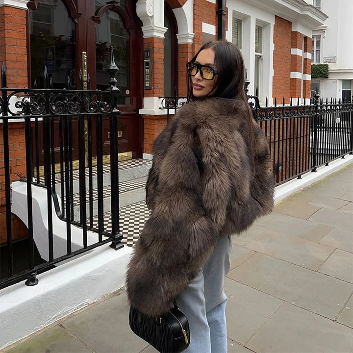 Women's Fur Jacket with Long, Soft Sleeves