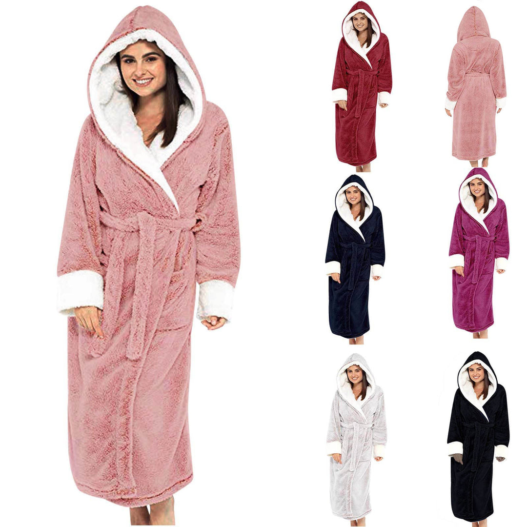 Women's Cozy Fleece Robe with Hood and Belt