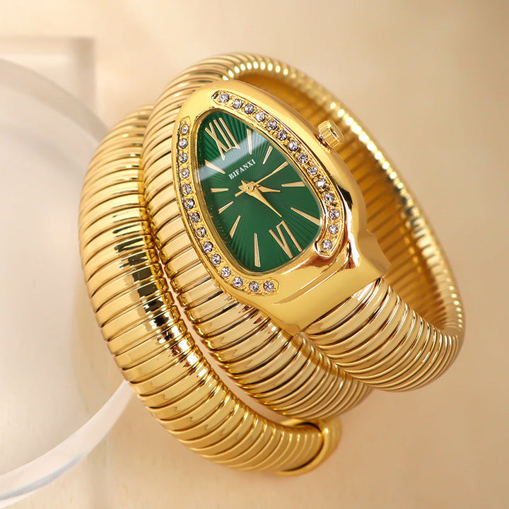 Snake Watch with Quartz Movement and Personalized Bracelet