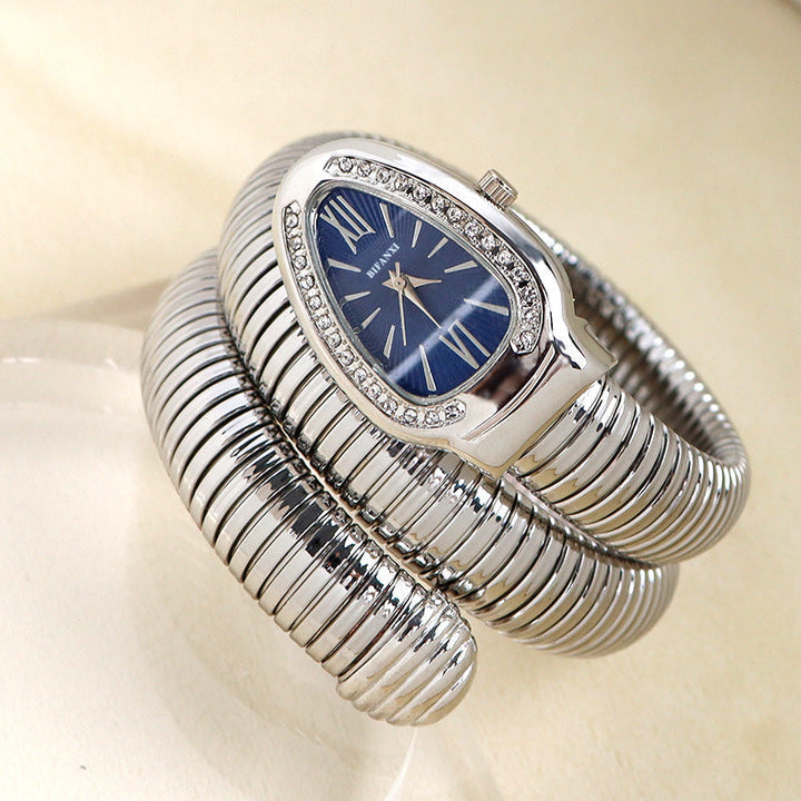 Snake Watch with Quartz Movement and Personalized Bracelet
