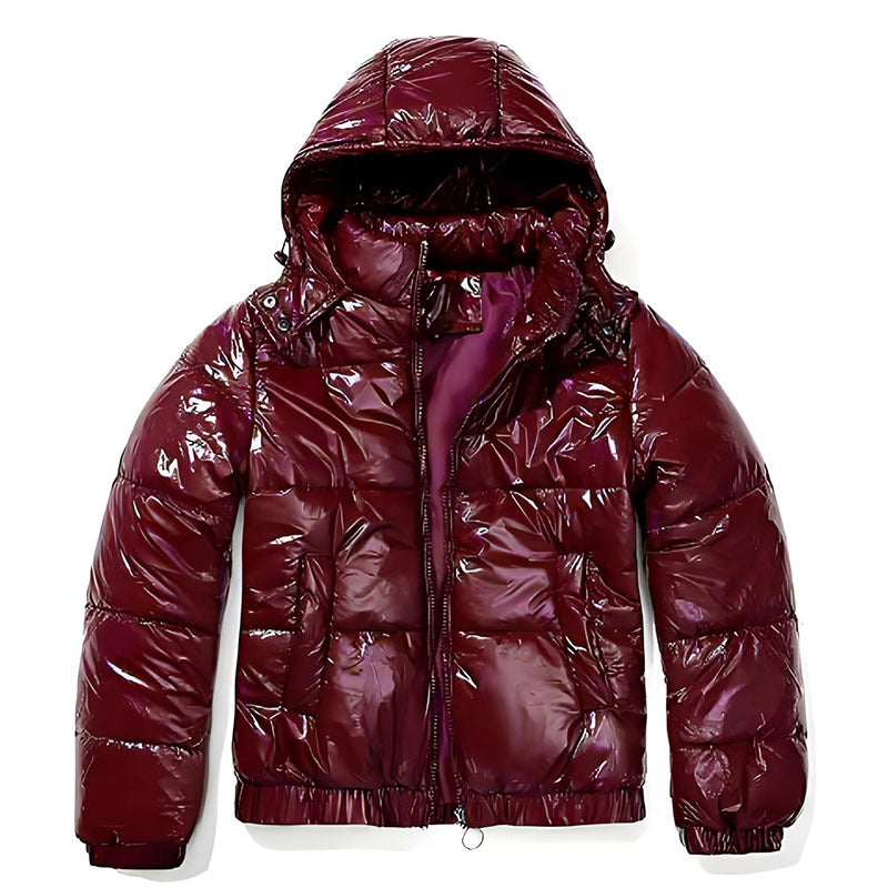 Women's High-Gloss Quilted Jacket with Detachable Hood