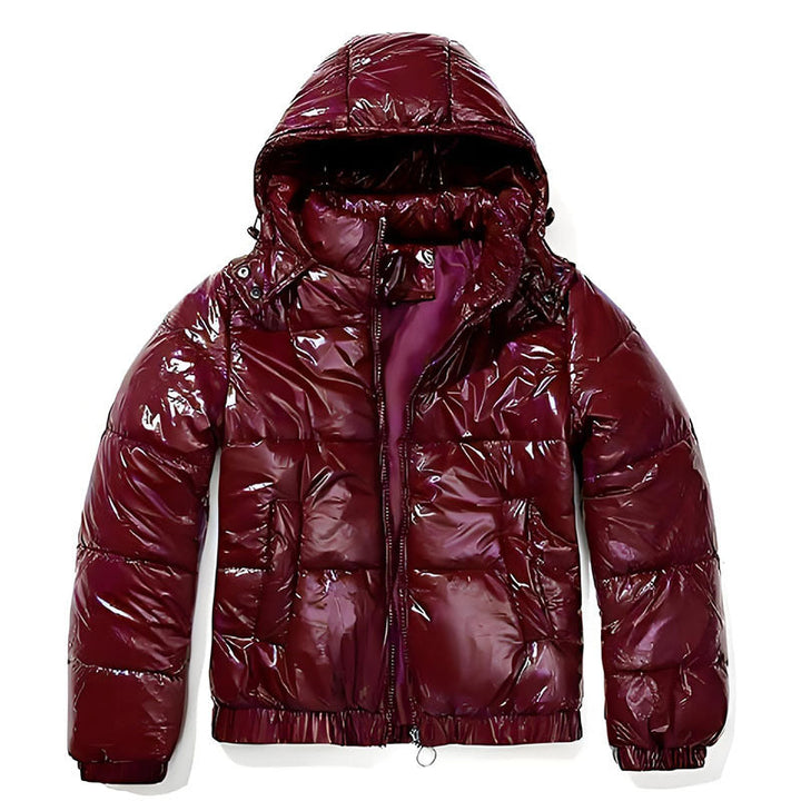 Women's High-Gloss Quilted Jacket with Detachable Hood
