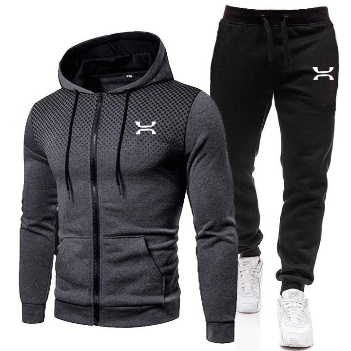 Men's Sports Suit with Zip Hoodie and Joggers