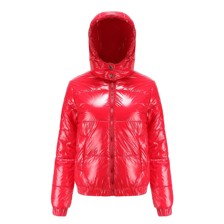 Women's High-Gloss Quilted Jacket with Detachable Hood