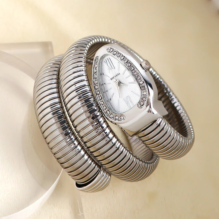 Snake Watch with Quartz Movement and Personalized Bracelet