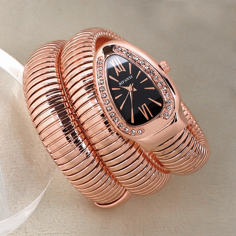 Snake Watch with Quartz Movement and Personalized Bracelet