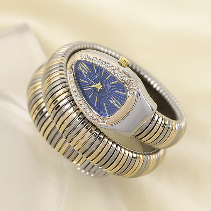 Snake Watch with Quartz Movement and Personalized Bracelet