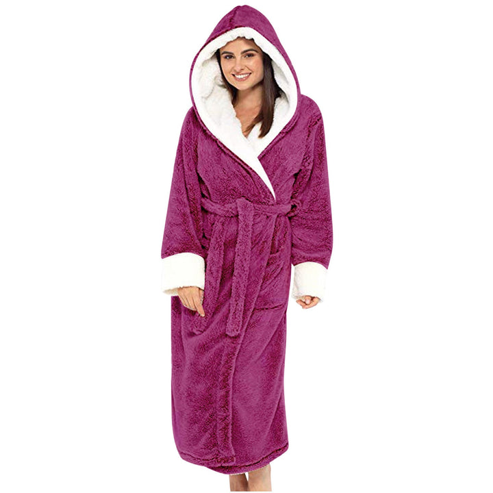 Women's Cozy Fleece Robe with Hood and Belt