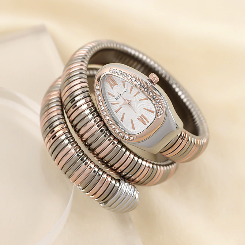 Snake Watch with Quartz Movement and Personalized Bracelet