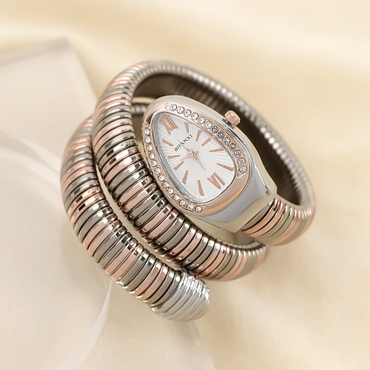 Snake Watch with Quartz Movement and Personalized Bracelet