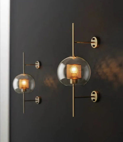 Kiki's Way | Allegro Brass Wall Light – Honeycomb & Glass Globe
