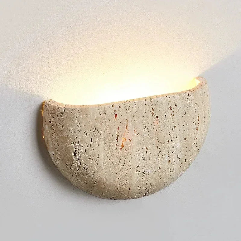 Kiki's Way | Ballone Travertine Wall Light – Curved Stone, 7 W