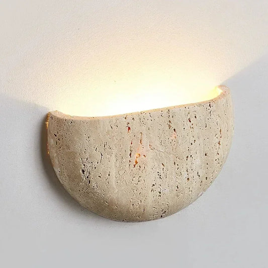 Kiki's Way | Ballone Travertine Wall Light – Curved Stone, 7 W