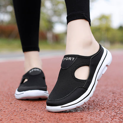 Women's Slip-On Mules in Mesh with Side Cutouts
