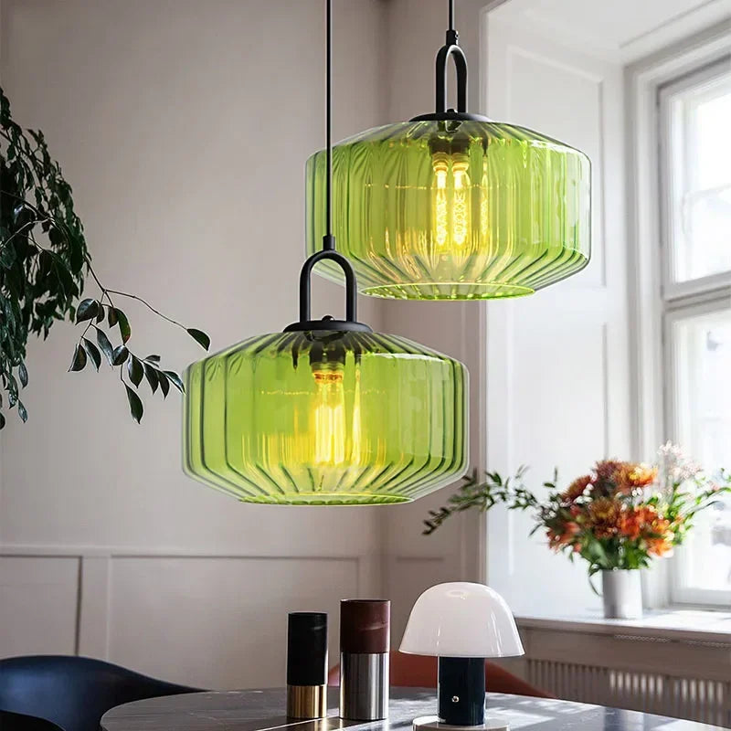 Kiki's Way | Quennie Coloured Glass Pendant Light – Green or Purple